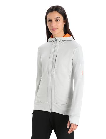 Dámské Mikiny S Kapucí Icebreaker Merino Quantum III Long Sleeve Zip Oranžové Šedé | CZ 1271LISH